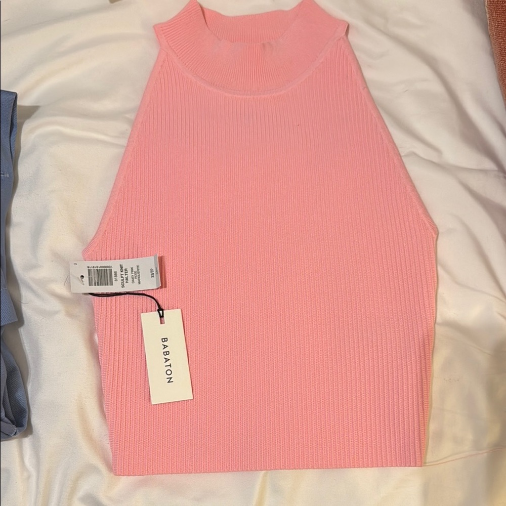 Babaton Light Pink Ribbed Tank Top